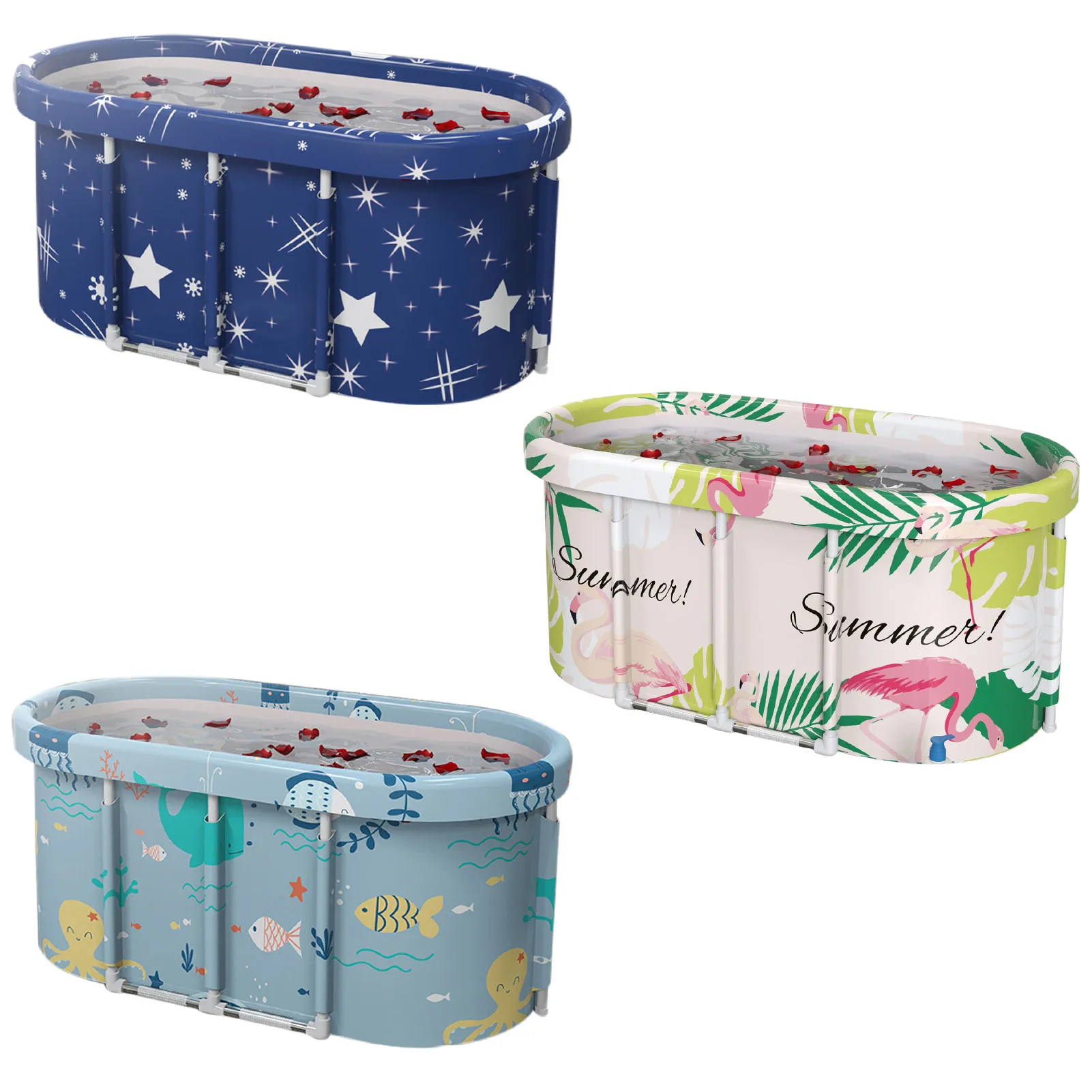 

Portable Folding Bathtub Large Convenient Household Bathing Tub Aluminum Alloy Bracket Thickened Bath Tub For Adults