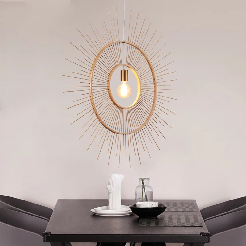 Китайская Ретро ресторанная люстра Оригинальное ремесло в форме солнца