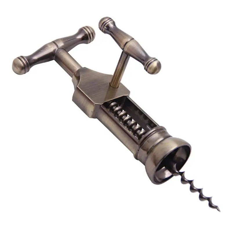 

Vintage Wine Bottle Opener Zinc Alloy Corkscrew Bronze Color Cork Puller Remover F62A