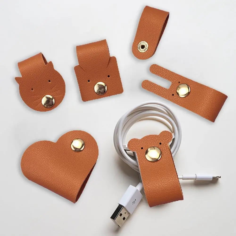 

10 шт. Искусственная кожа Органайзер для кабеля USB Data Кабель для Обёрточная бумага кабель Winder Wire офисный стол набор аксессуары