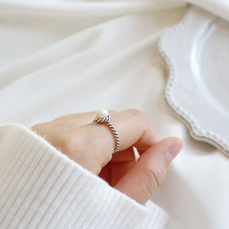 Женское Открытое кольцо YPAY серебряное в стиле ретро витое предотвращающее