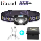 Litwod Z20 3000LM перезаряжаемые светодиодные мини-фары датчик движения тела USB головной светильник фонарь светодиодный головной светильник лампа для кемпинга флэш-светильник
