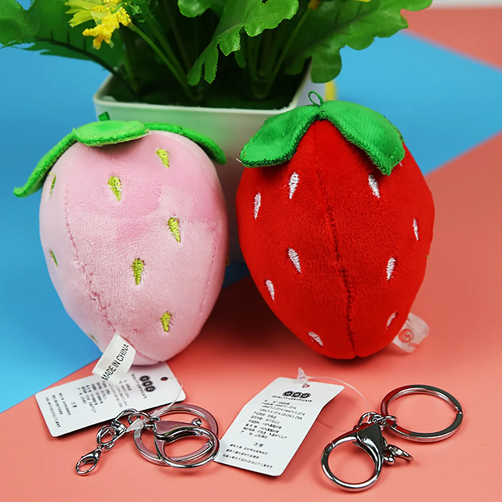 Cute Strawberry Fruit Pendant Plush Toy Key Chain Hanging School Bag Women Fashion Christmas Small Gift | Игрушки и хобби