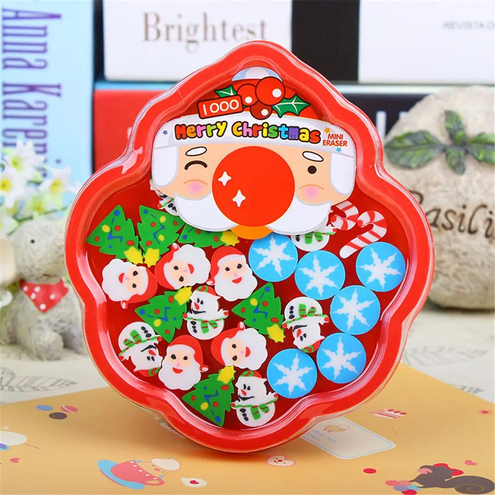 36Pcs/Box Cute Mini Christmas Series Erasers Kawaii Stationery for Kids Children Gifts Pencil Rubbers material escolar | Канцтовары для