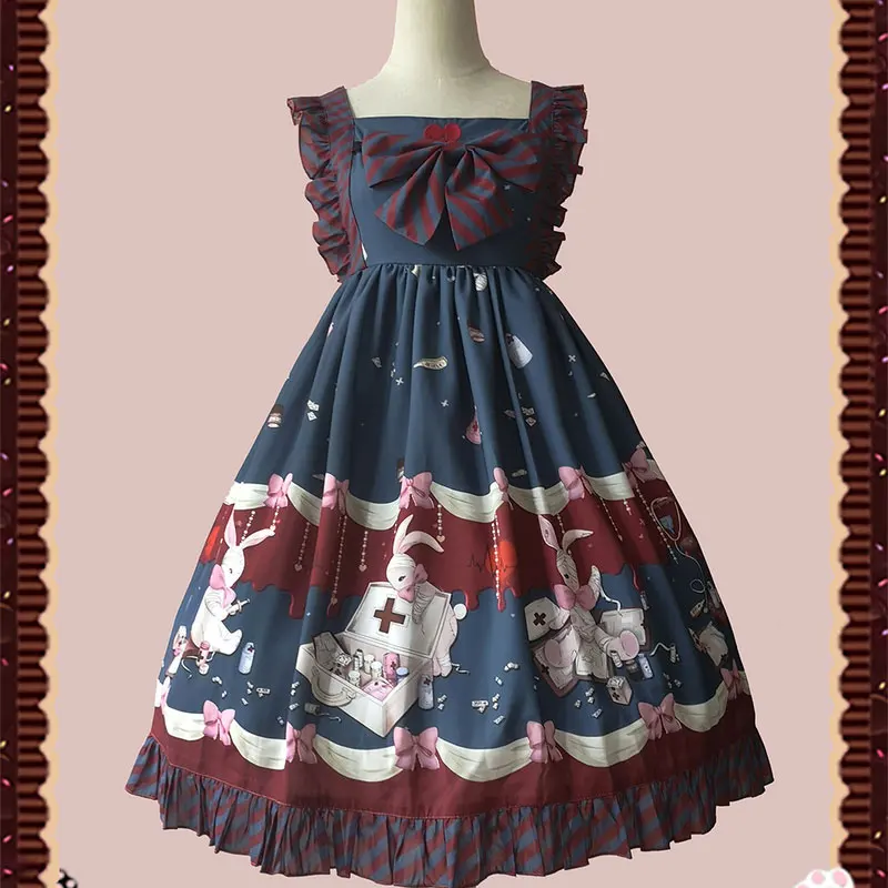 Кролик в больнице ~ готическое Платье с принтом &quotЛолита&quot JSK Инфанта | Женская
