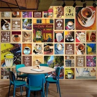 custom size retro coffee theme 3d wall paper dessert shop cafe industrial decor mural ktv bar decor self adhesive wallpaper