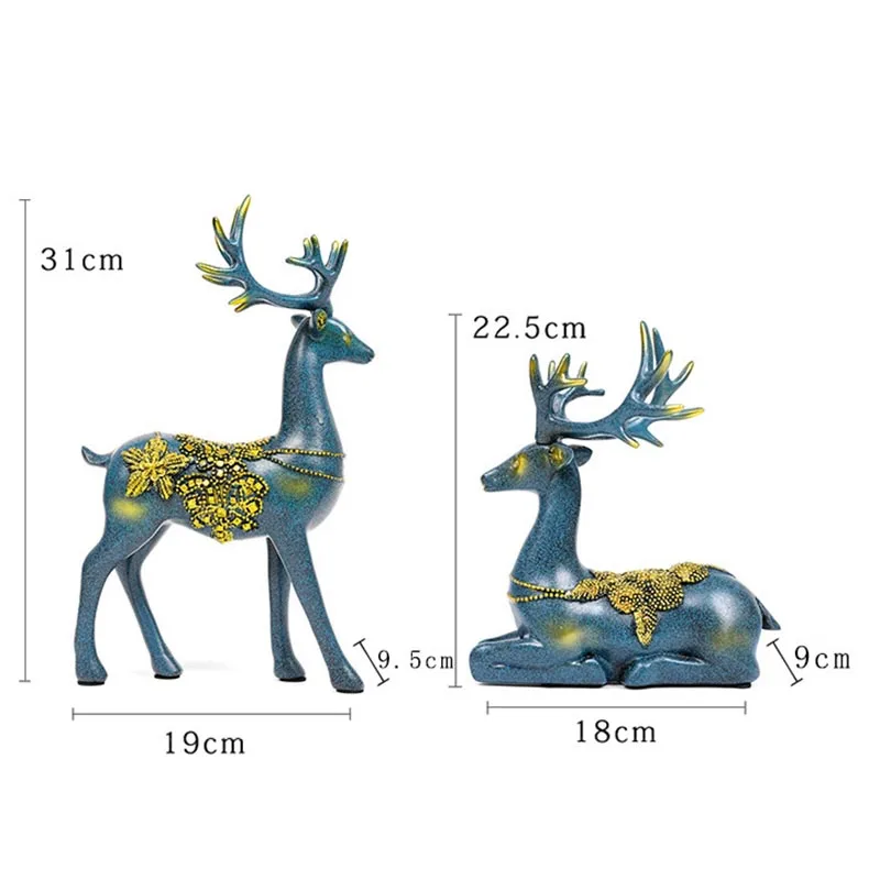 

American Home Accessories Gold Lucky Deer Statue Decoration Living Room Tv Cabinet Entrance Creative Soft Decoration Ornament