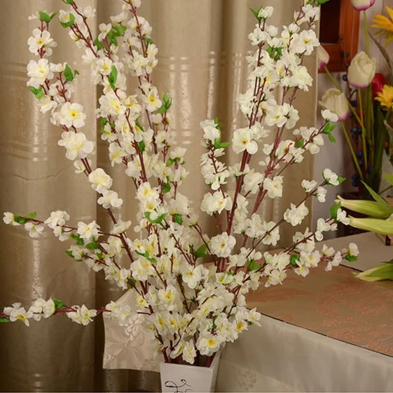 115CM height Artificial Cherry Spring Plum Peach Blossom Branch Silk Flower Tree For Wedding Party Decoration pink white red | Дом и сад