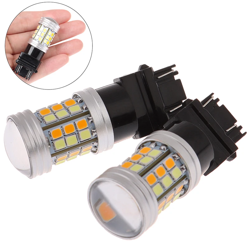 

2pcs 12V DC 5W Led Bulb DRL 3157-2835-45SMD Led Auto Lamp Dual Color T25 3157 LED Turn Signal Light