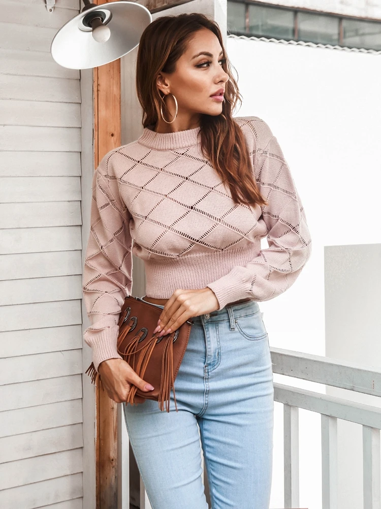 

Crop Sweater Women Long Sleeve O Neck Knitted Wear 2021 Fall Winter Slim Fashion Ladies Outfit Y2k Pull Femme Sexy Top Pullover