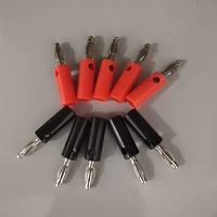 12pcs 4mm banana head audio speaker plug pure copper gold plated red and black non welding electrical cable connector faston
