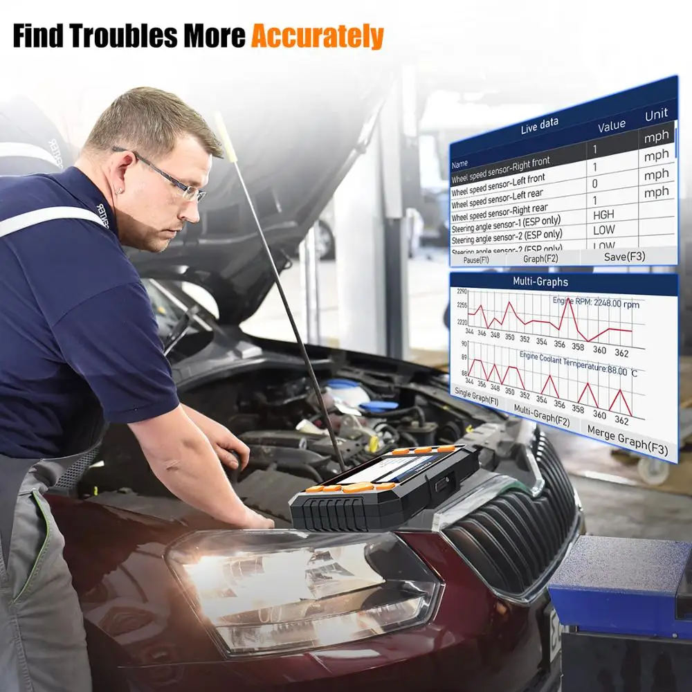 Сканер Foxwell NT634 OBD OBD2 для двигателя ABS SRS Инструмент сканирования коробки передач 11