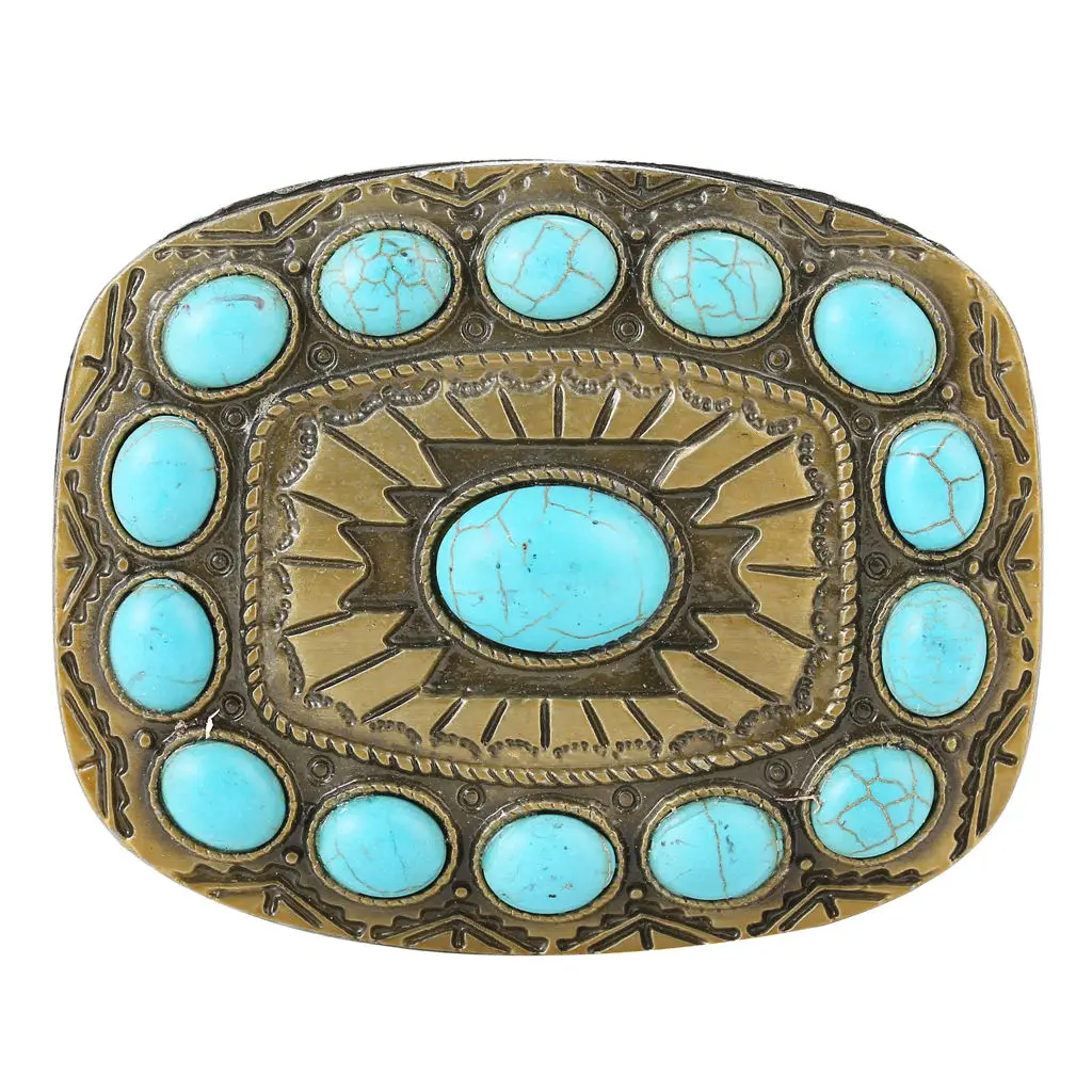 

Turquoise Belt Buckle Classic Engraved Indian Metal Buckles Jeans Accessory