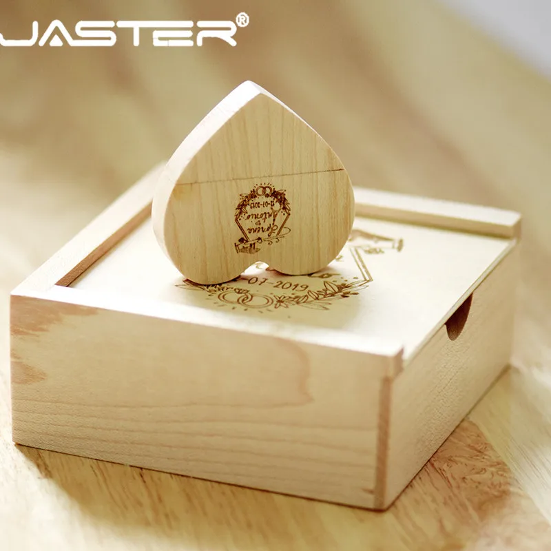 USB флеш накопитель JASTER деревянный в форме сердца с коробкой 4/8/16/32/64/2 0 ГБ|USB