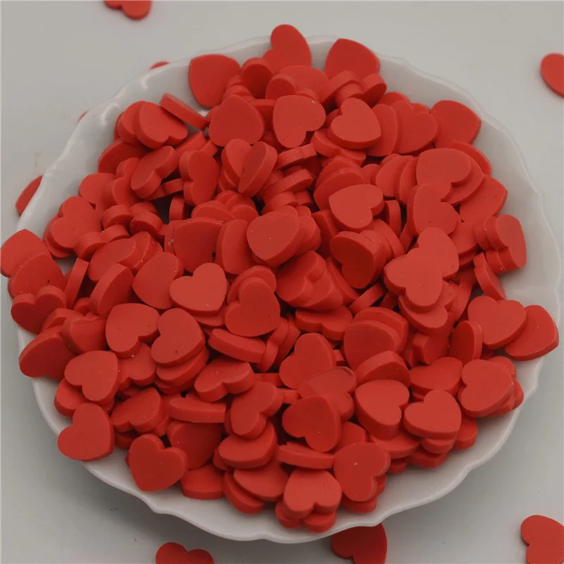 RED 300 шт.(50 г) 8 мм полимерные Горячая полимерная глина, с милыми сердечками для ремесленничество, сделай сам, конфетти Slime украшения - Цвет: RED