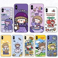 lovely cartoon girl phone case for iphone 13 12 mini x xr xs 11 pro max mobile shell se 2020 7 8 plus 6 5 cute unique hard cover