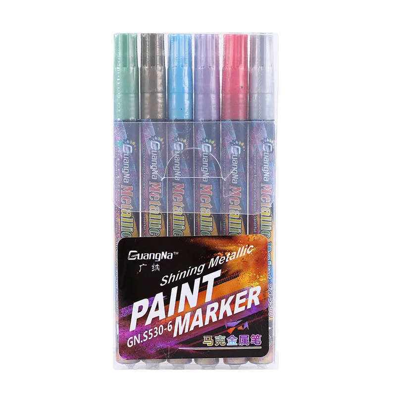 

Metallic Paint Marker Set Eco-friendly Water-based Colored Markers 0.7mm Graffiti Pen Multifunction Drawing Pen Black Card Pens