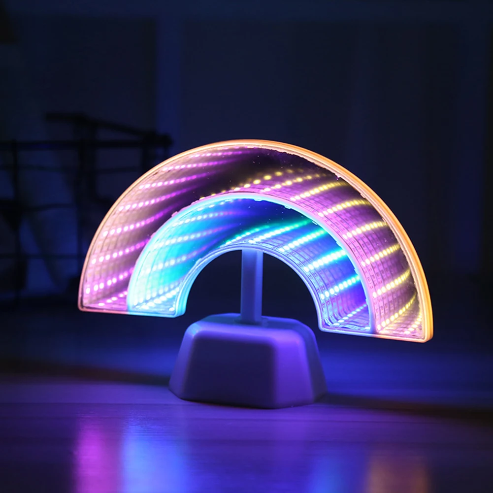

LED Neon Night Light Rainbow Mirror Tunnel Art Sign Xmas Birthday Gift Wedding Party Restaurant Table Setting Decorative Light