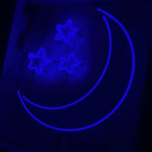 Пользовательские Лунные звезды синий акриловый неоновый светильник вывеска