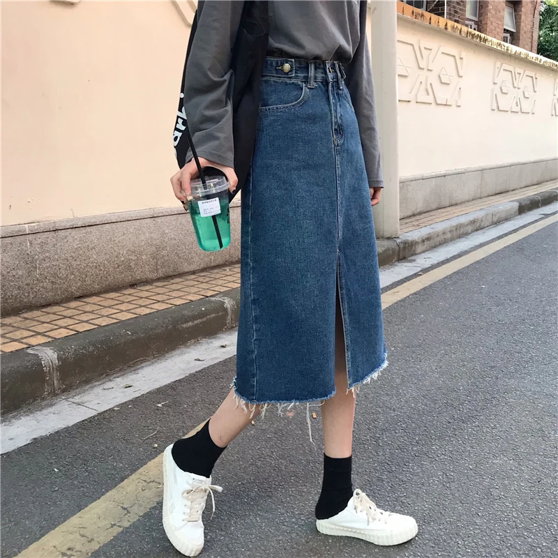Весна-лето 2020 новая молодежная мода тонкая обтягивающая юбка Джинсовая с высокой