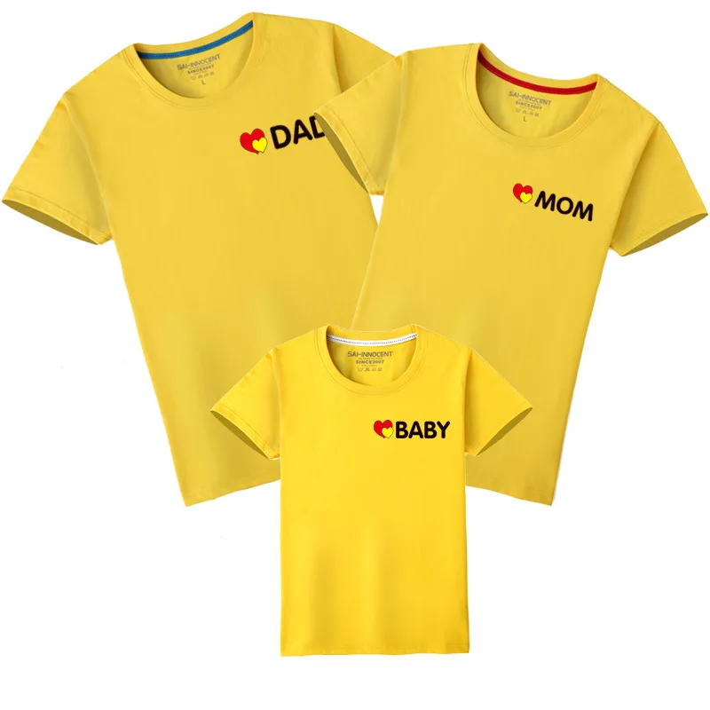 

cotton summer casual family matching t-shirts father mother son daughter tops tees children's clothing