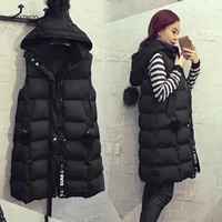 2021 new autumn winter womens vest cotton waistcoat long new slim padded coat hoodie vest gilet sleeveless jacket coat outwear