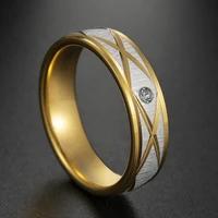 stainless steel cz band ring gold rhinestone couple rings promise men women charm engagement wedding anniversary jewelry gift