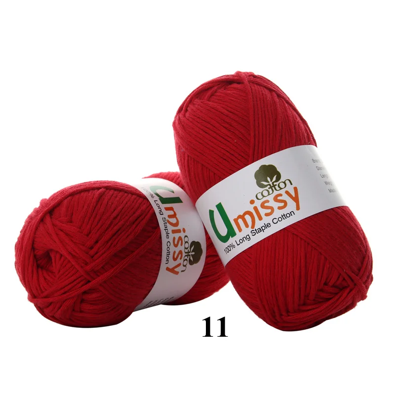 11 Red 1pc Хлопчатобумажная пряжа для вязания, чесаная толстая пряжа для вязания, Органический Детский свитер, кукла, 50 г - Цвет: 11 Red 1pc