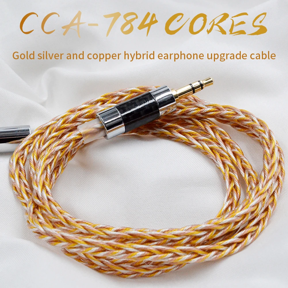 

2-Pin Connector 8-Core Gold Copper Braided Cable Cable Gold Silver Copper Mixed Upgrade for CCA KZ Earbuds 3.5mm Core