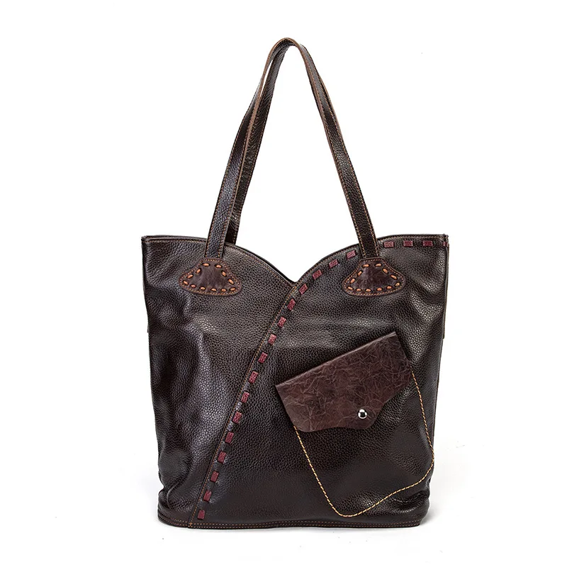 OLN 100% Genuine Leather Famous Brand Luxury Ladies Large Shopping Handbag Shoulder Bag Women Designer Female Elegant Tote Bag