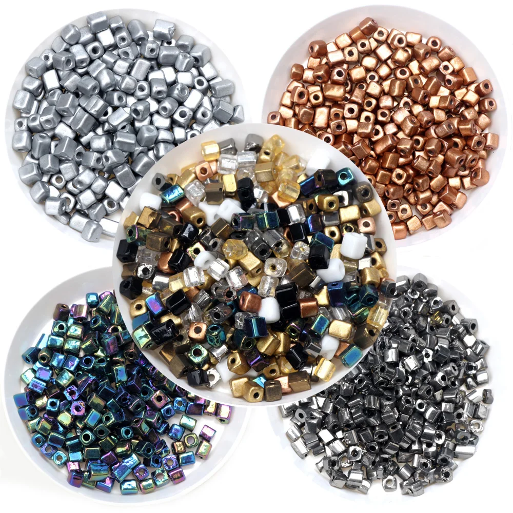 

130Pcs/Lot About 4mm Irregular Square Glass Seed Beads for Jewelry Making Earring Necklace Bracelet DIY Charms Handmade