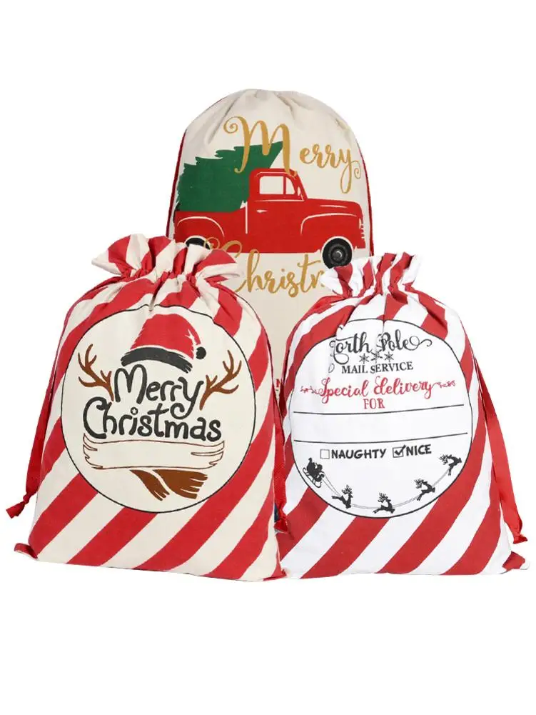 Многоразовые Большой Рождественская конфетная сумка мешок Санта Холст для