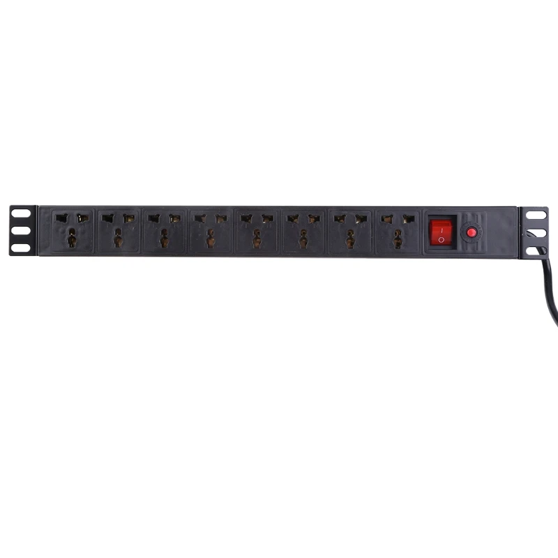 1U PDU 8 Outlet Metal Power Strip Surge Protector with Long Extension Cord 250V 10A 2500W for 19 inch Server Rack N58C | Обустройство