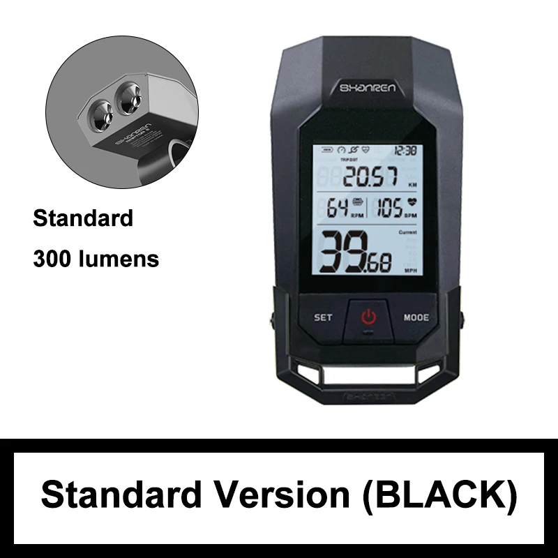 black 300 lumens Shanren беспроводной Велосипедный одометр велосипедный компьютер Дорога mtb велосипед гоночные часы скорость Каденция датчик сердечного ритма измеритель мощности BLE лампа - Цвет: black 300 lumens