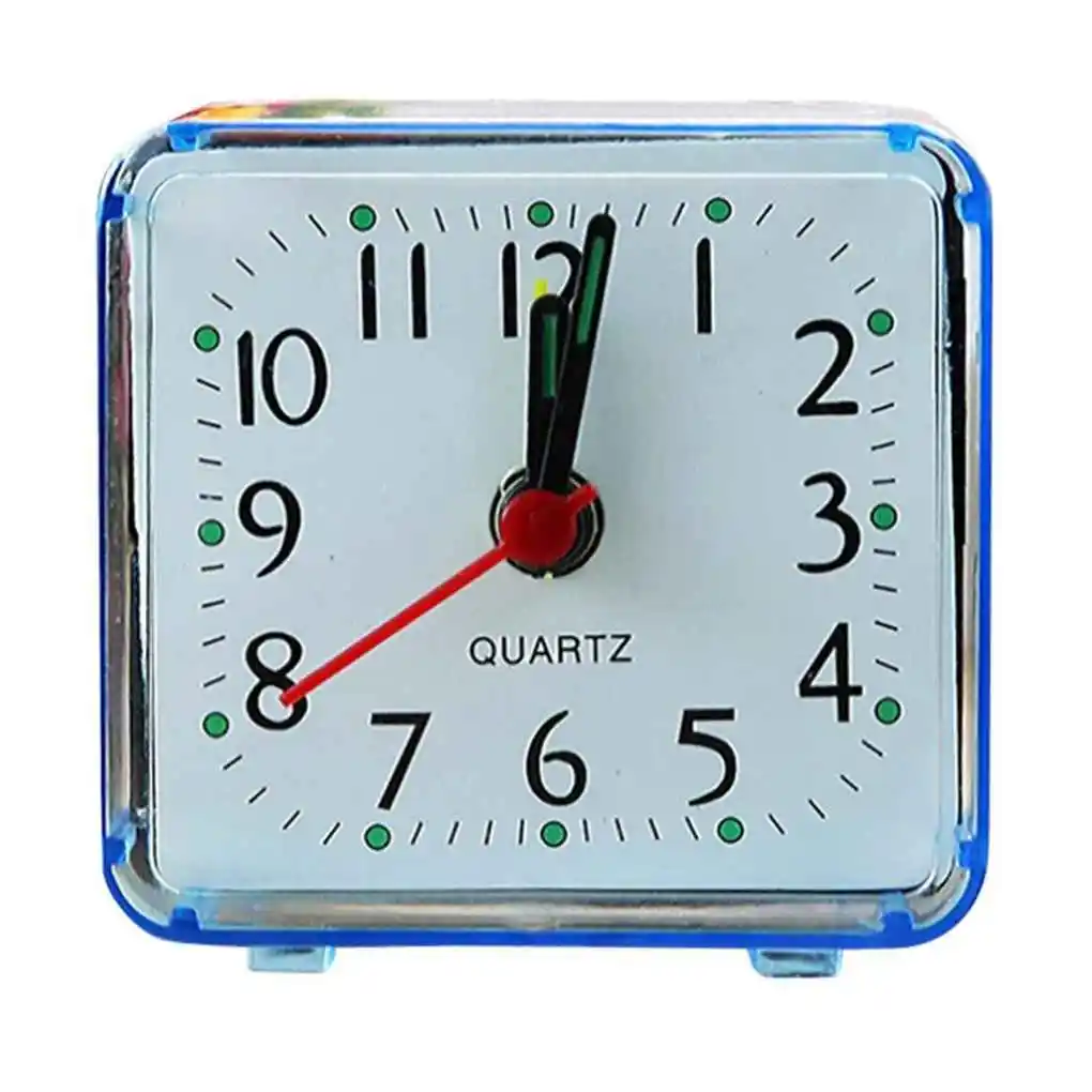 

2 Pieces Square Small Bed Alarm Clock Transparent Case Compact Travel Clock Mini Children Student Desk Watch
