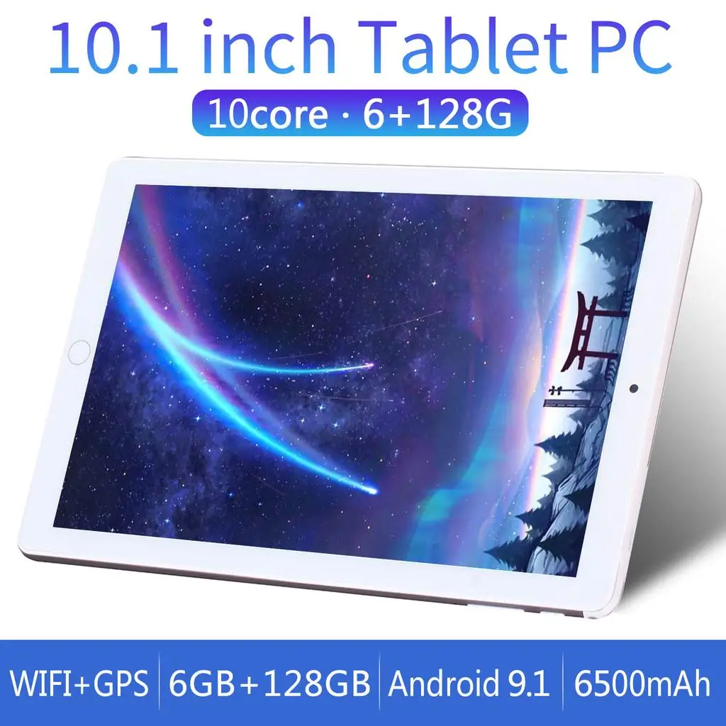 

Android 9.0 Dual Sim 128GB ROM 10 inch 4G LTE Tablet PC 1280*800 HD Resolution Dual cameras Octa Core 6GB RAM IPS 4G WiFi