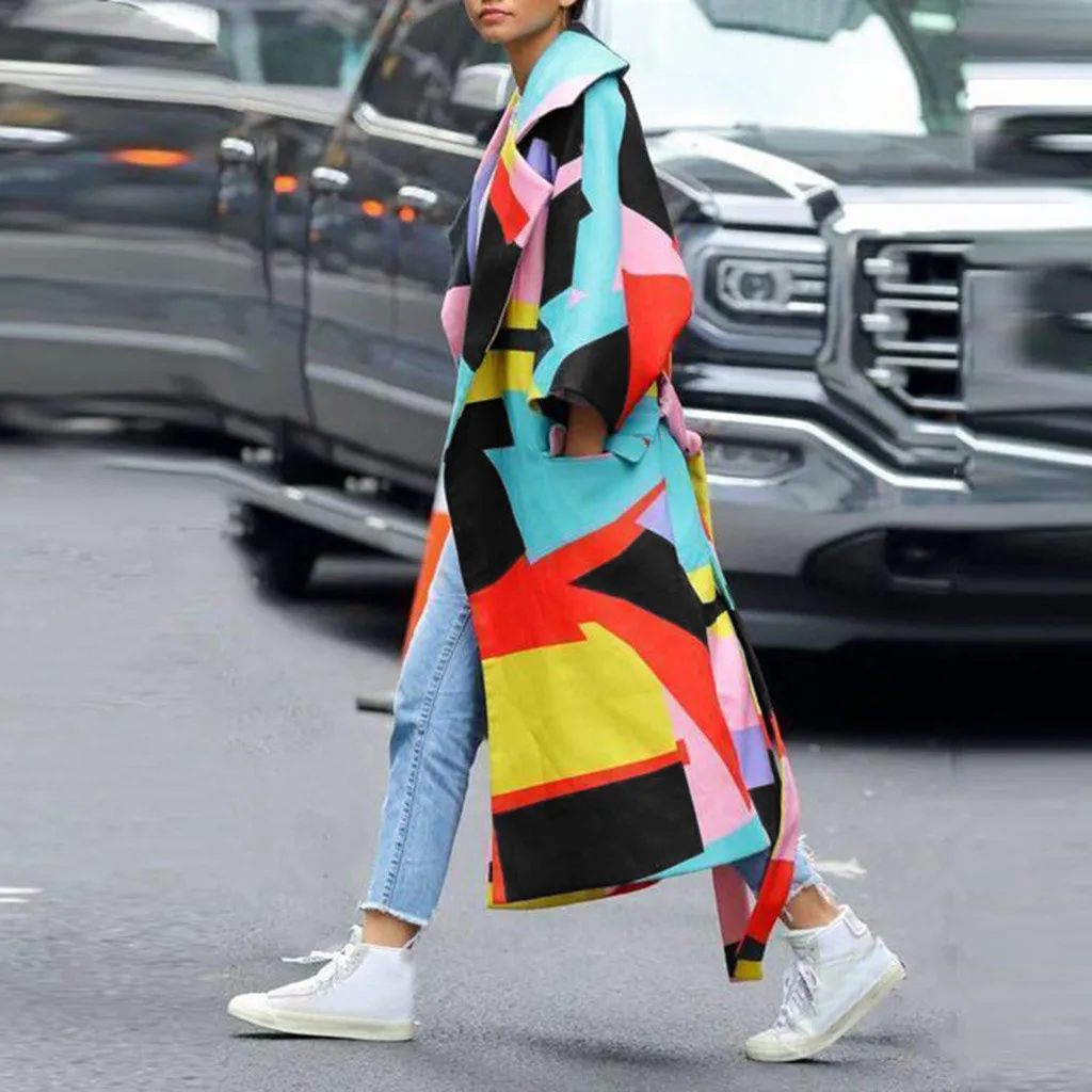 Новый костюм-кардиган женский длинный рукав с принтом открытая передняя Куртка