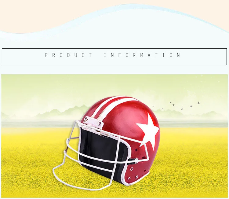 Home Decoration Accessories Retro Motorcycle Football Helmet Creative Resin Crafts Souvenir Gift Shop Window Props