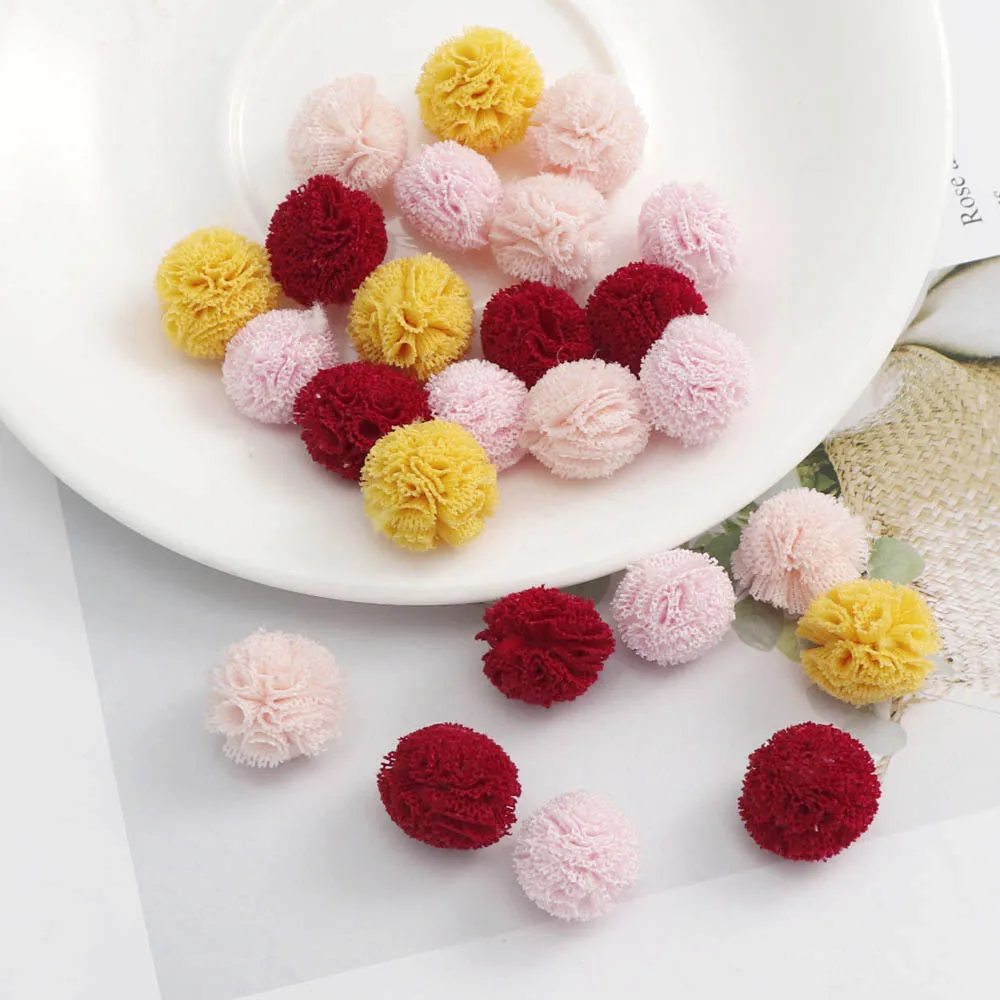 7 Цвета 20 штук DIY помпоном 1 5 см помпонами отделка мяч для пришивания вязаный