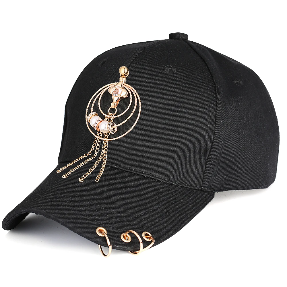 Женская бейсбольная кепка K Pop с жемчужной кисточкой хлопковое облегающее кольцо