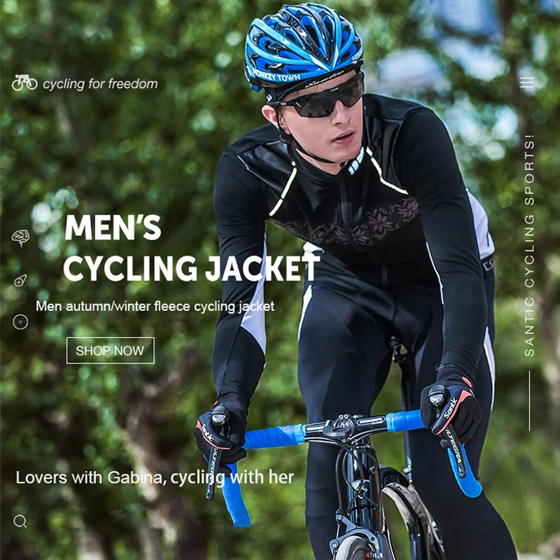 Santic Мужская велосипедная куртка зимняя флисовая ветрозащитная велосипедные