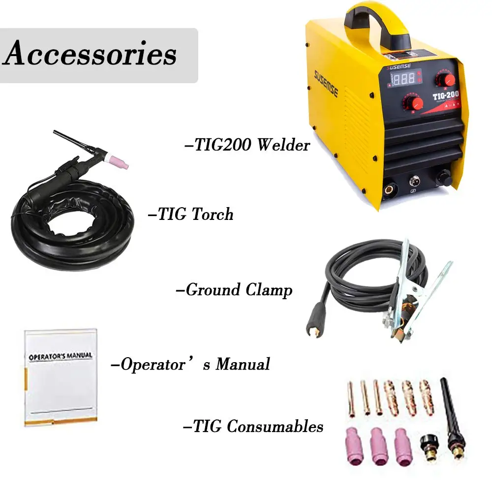 TIG сварочный высокочастотный 200Amp двойной напряжение 110/220 В портативный прибор для ручной дуговой сварки DC Инвертор Цифровой TIG сварочный аппарат