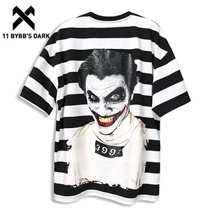 Мужская хлопковая футболка в полоску 11 byb's DARK, Повседневная хлопковая Футболка в стиле Харадзюку с принтом клоуна, 18ss, в стиле хип-хоп