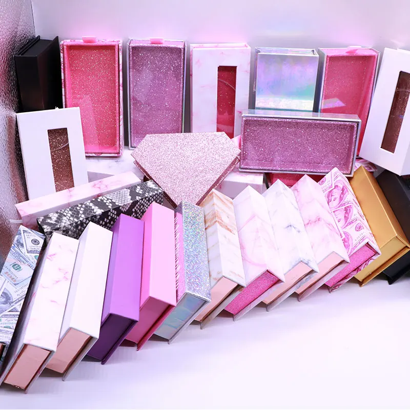 

10/50/100 Wholesale false Eyelash Boxes package custom logo bulk vendors Lollipop Candy 3D Mink fake cils eyelash packaging box