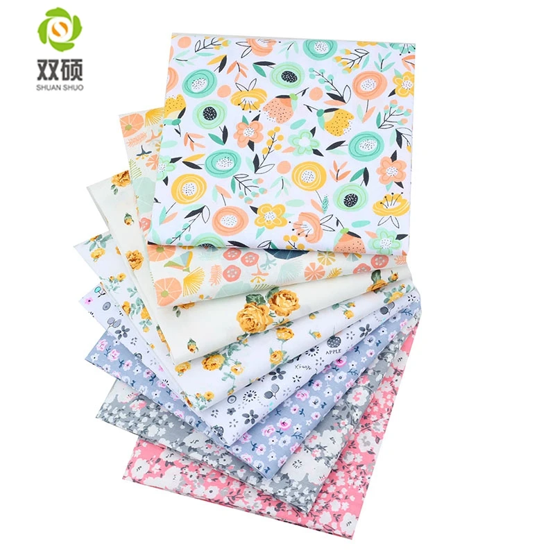 

Shuanshuo Новая серия цветов, саржевая хлопчатобумажная ткань с принтом, Лоскутная Ткань для «сделай сам», квилтинга, шитья, детский материал