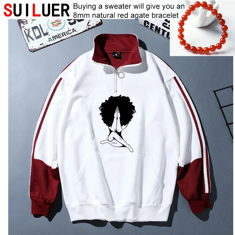 

Afro woman Praying Print Women 100% Cotton Casual Funny Sweatshirts For Lady Girl Hoodies Sports Pullovers Drop Ship SL-459