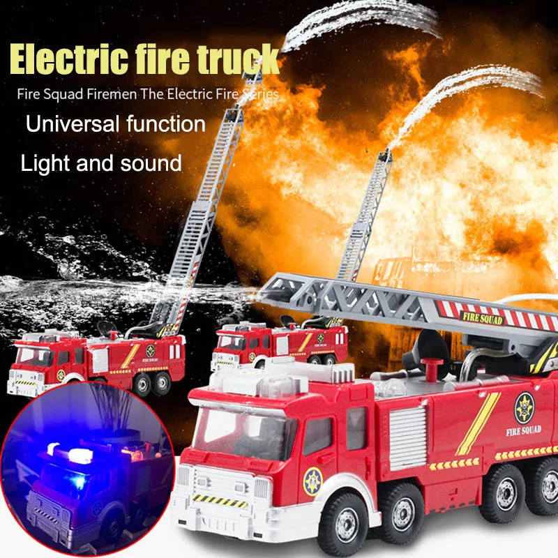 

Детская электронная мощная пожарная машина, игрушка с водными огнями, звуками, расширяющимися лестницами, YH-17