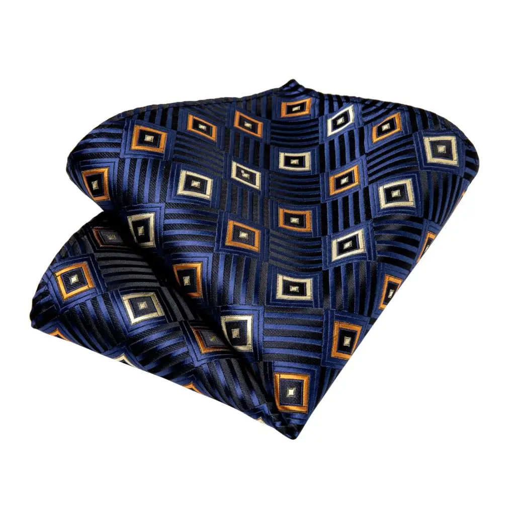 

Blue Plaid Paisley Dot 100% Silk Men Tie Business Formal Wedding Party Necktie Hanky Cufflinks Set Mens Ties Gift