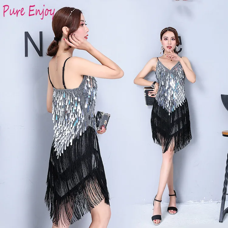 Танец живота Бальные Танцы Танго Платья Сальса Латинский Платье Женщины Черный