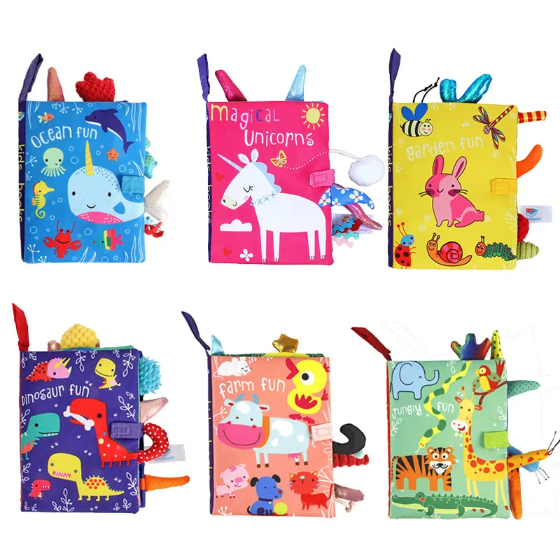 Juguete de aprendizaje temprano para beb&eacute; de 0 a 36M, libro de tela con sonido interactivo para padres e hijos, rompecabezas de papel, libro de tela con sonajero-1